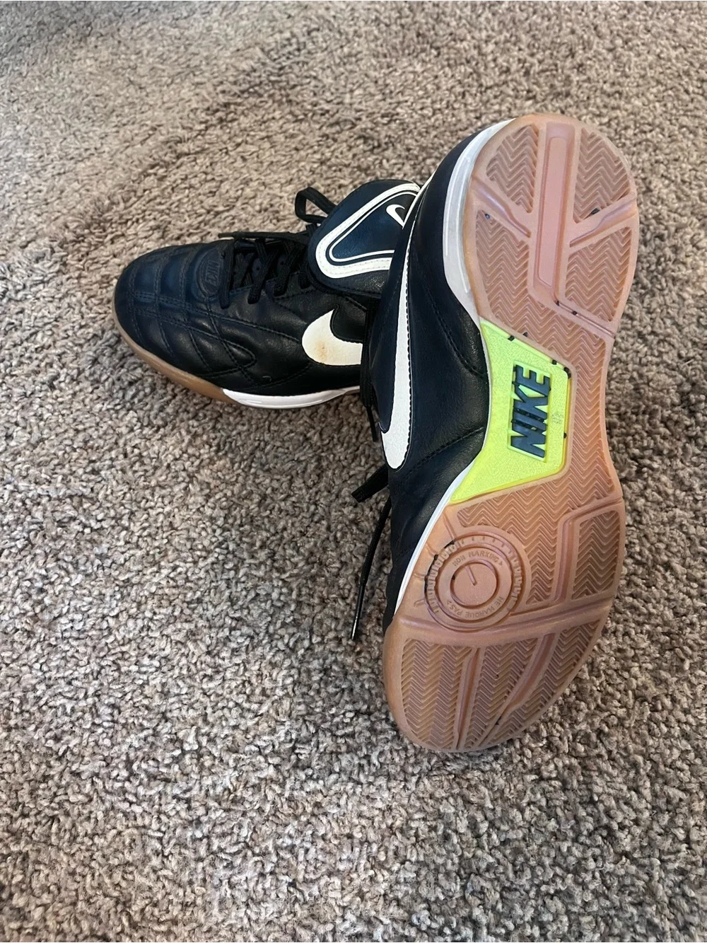 Nike Tiempo Natural III IC Mens Black&White Indoor Soccer Shoes Cleats Sz 6.5